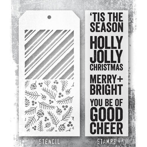 Tim Holtz Mixed-Media Stamps & Stencil Bold Tidings