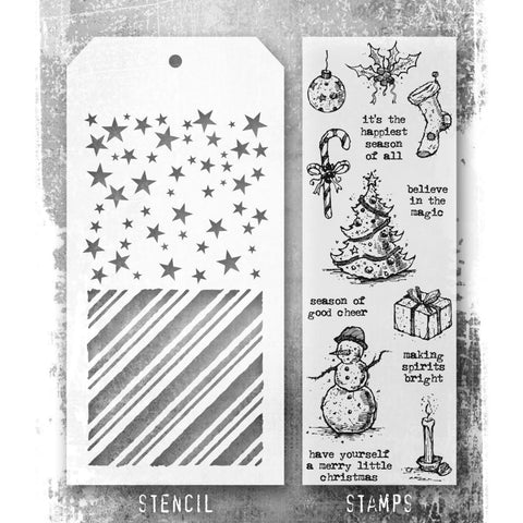 Tim Holtz Mixed-Media Stamps & Stencil Tattered Christmas