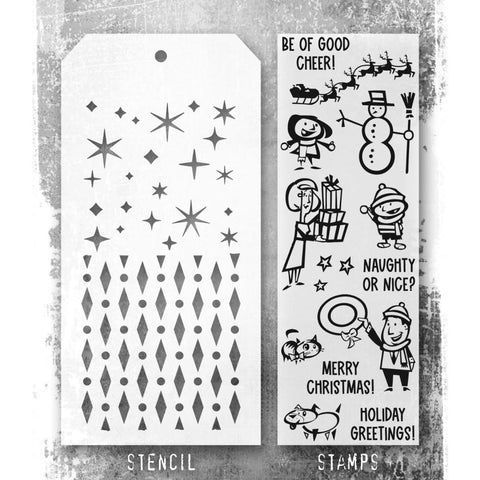 Tim Holtz Mixed-Media Stamps & Stencil Christmas Cartoons