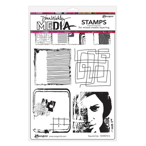 Dina Wakley Media Cling Stamps 6"X9" Squared Up