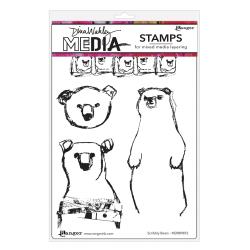 Dina Wakley Media Cling Stamps 6"X9" Scribbly Bears