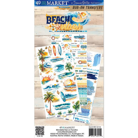 49 And Market Rub-Ons Transfer Set 6"X12" Beach Vibes