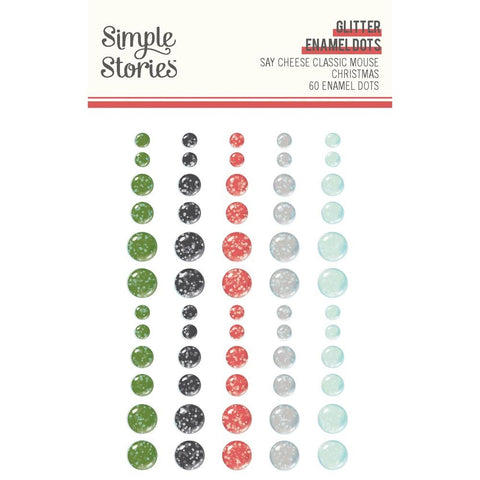 Simple Stories Glitter Enamel Dots 60/Pkg Say Cheese Classic Mouse Christmas