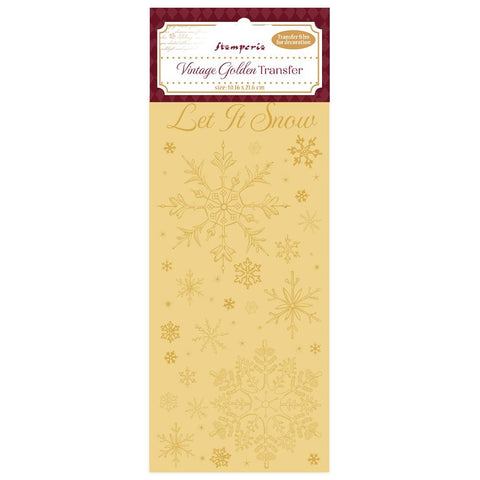Stamperia - Vintage Golden Transfer 4"X8.5" Let It Snow
