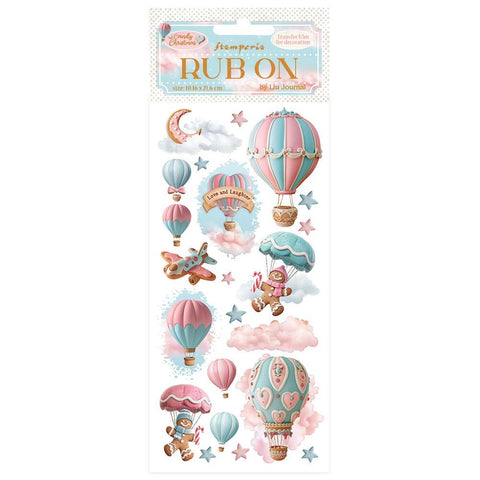 Stamperia Rub-On 4"X8.5" Candy Christmas Air Balloons