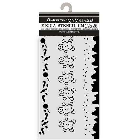 Stamperia Stencil 4.72"X9.84" Candy Christmas Stripes