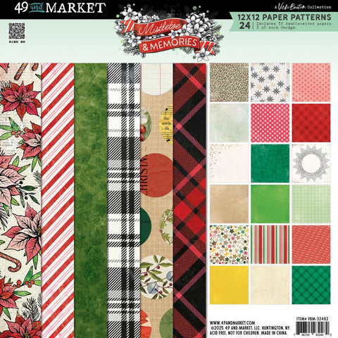 49 And Market Paper Pad 12"X12" 24/Pkg Mistletoe And Memories