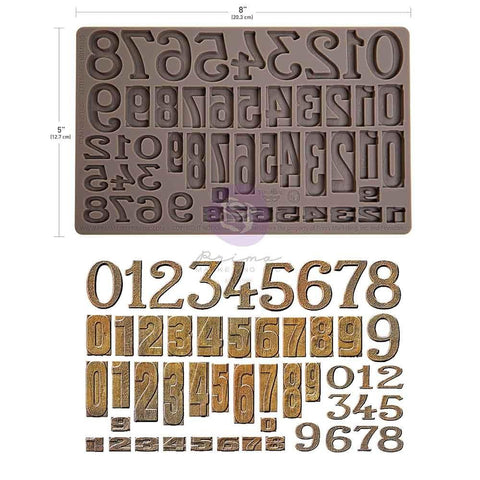 Prima Finnabair Decor Moulds 5"x8 Letterpress Numbers