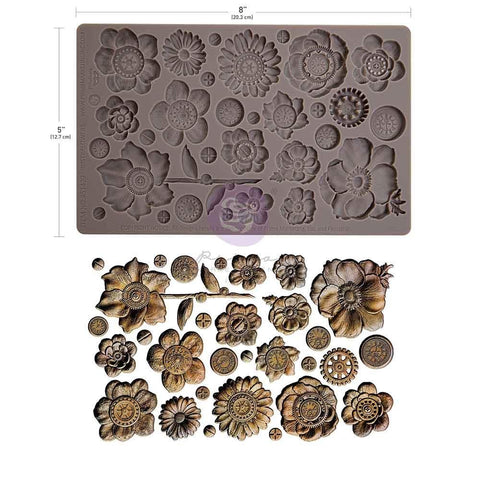 Prima Finnabair Decor Moulds 5"x8 Rusty Flowers