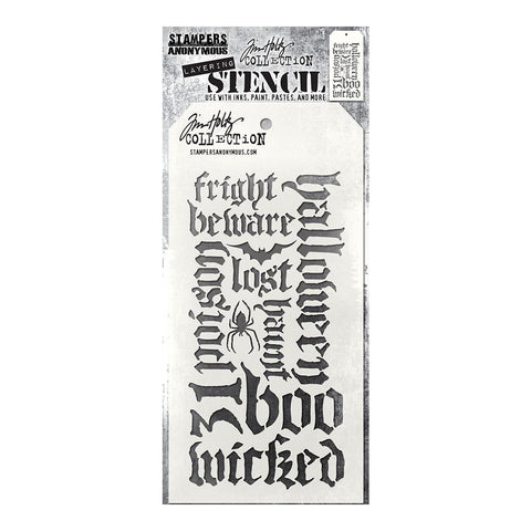 Tim Holtz Layered Stencil 4.125"X8.5" Halloween Script