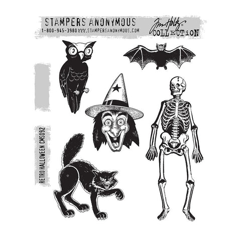 Tim Holtz Cling Stamps 7"X8.5" Retro Halloween
