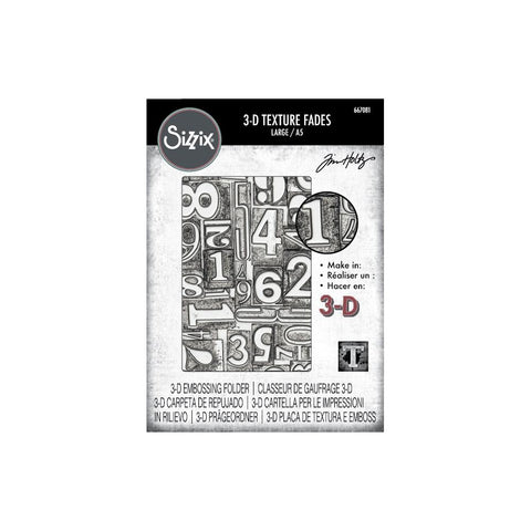 Sizzix 3D Texture Fades A5 Embossing Folder By Tim Holtz Numbered