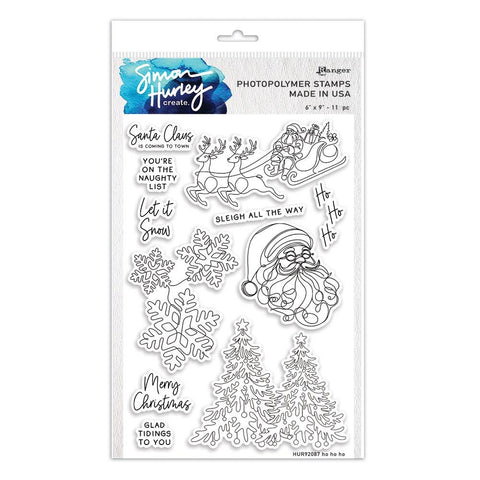 Simon Hurley Create. Clear Stamp Set 6"x9" Ho Ho Ho