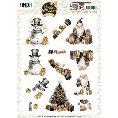 Find It Trading Berries Beauties 3D Push Out Sheet Golden Whisper Santa
