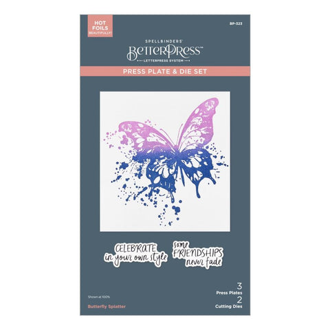Spellbinders BetterPress Plate & Die Set Beautifully Imperfect, Bttrfly Splatter