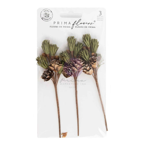 Prima Marketing Twinkle & Treats Paper Flowers 3/Pkg Evergreen Sprigs