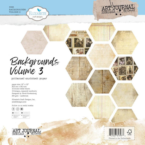 Elizabeth Crafts Double-Sided Cardstock Pack 12"X12" Backgrounds Volume Three