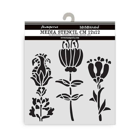 Stamperia Furry Friends Stencil Stylized Flowers