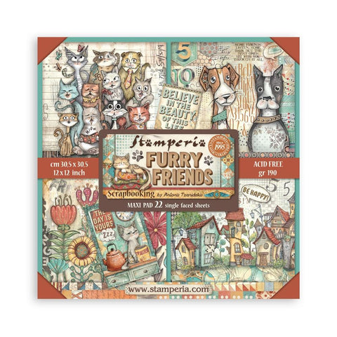 Stamperia Single-Sided Paper Pad 12"X12" 22/Pkg Furry Friends