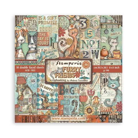 Stamperia Scrapbooking Pad 8"X8" 10/Pkg Furry Friends