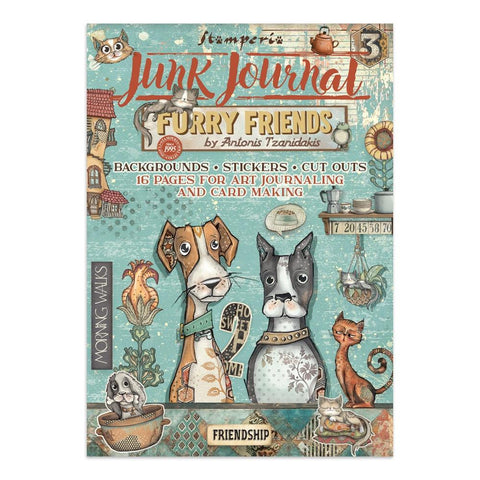 Stamperia Junk journal stickers, cut-outs, backgrounds Furry Friends