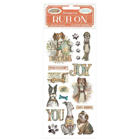 Stamperia Furry Friends Rub-On 4"X8.5" Dog