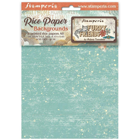 Stamperia Rice Paper Backgrounds A6 8/Pkg Furry Friends