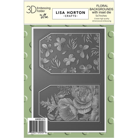 Lisa Horton Crafts Embossing Folder And Die 5"X7" Floral Background Tags