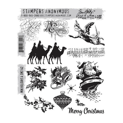 Tim Holtz Cling Stamps 7"X8.5" Mini Holiday #4