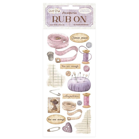 Stamperia Rub-On 4"X8.5 Quiet Days Sewing