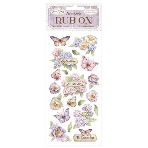 Stamperia Rub-On 4"X8.5" Quiet Days Hydrangea And Butterfly