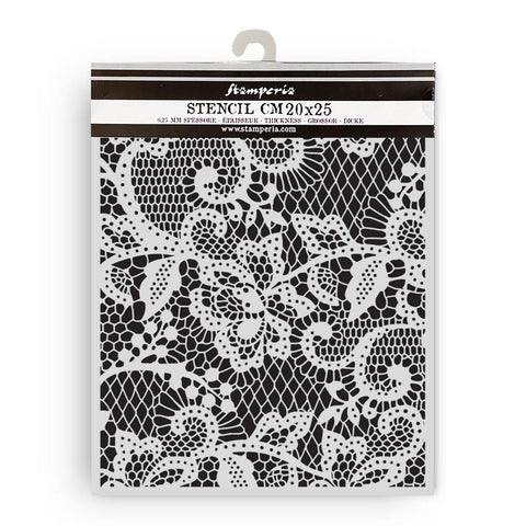 Stamperia Stencil 7.87"X9.84" Quiet Days Floral Lace