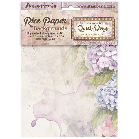 Stamperia Rice Paper Backgrounds A6 8/Pkg Quiet Days