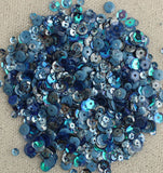 Buttons Galore 28 Lilac Lane Tin W/Sequins 40g Denim Blues
