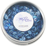 Buttons Galore 28 Lilac Lane Tin W/Sequins 40g Denim Blues