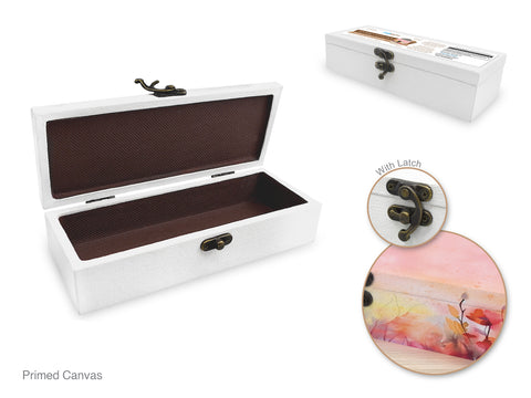 MultiCraft Paintable Canvas Wood Box: 8"x3"x2" 230gsm Double-Primed w/Latch