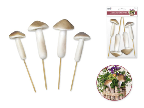 MultiCraft Craft Decor: Foam Mushroom Picks 4pc