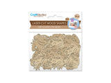 Craft Medley Wood Craft  3cm+4cm Laser-Cut Ornate Wood Shapes 24pc Tree Frog