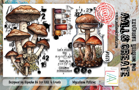 AALL & CREATE #1078 - A6 STAMP SET - MYCELIUM POTIONS