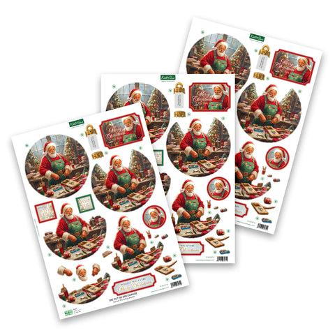 KATY SUE-Die Cut Decoupage – Santa's workshop bauble (pack of 3)