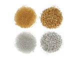 Craft Décor Micro Beads & Deco Flakes Accent Vials x4 Gold/Silver