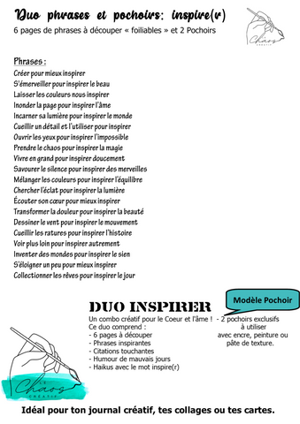 Le Chaos Créatif- phrases et pochoirs-Duo inspirer