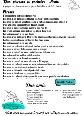 Le Chaos Créatif- phrases et pochoirs-Duo Amie