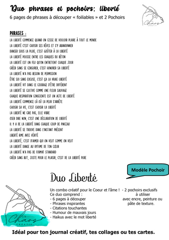 Le Chaos Créatif- phrases et pochoirs-Duo liberté