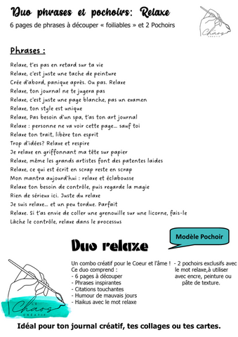 Le Chaos Créatif- phrases et pochoirs-Duo relaxe