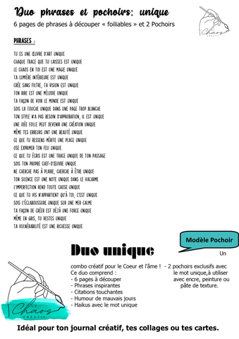 Le Chaos Créatif- phrases et pochoirs-Duo unique