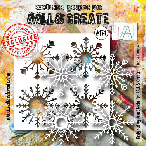 AALL & Create #174 - 6"X6" STENCIL - FESTIVE FOURSOME