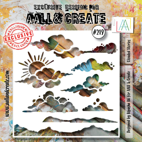 AALL & CREATE #219 - 6"X6" STENCIL - CLOUDED STORIES