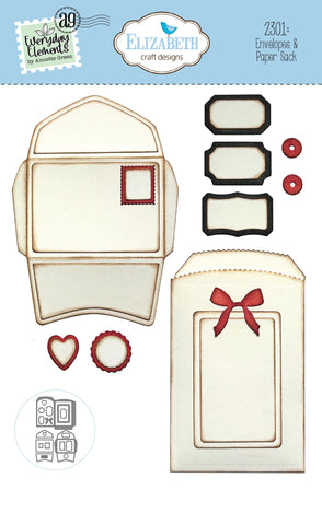 Elizabeth Craft Designs - Romantic Revival Collection - Dies - Envelopes and Paper Sack