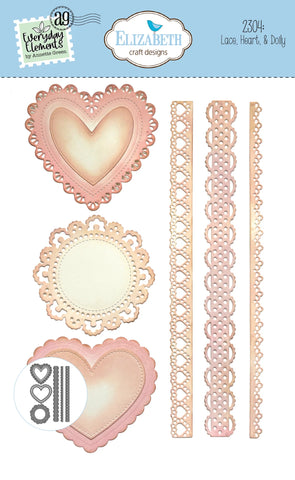 Elizabeth Craft Designs - Romantic Revival Collection - Dies - Lace, Heart and Doily